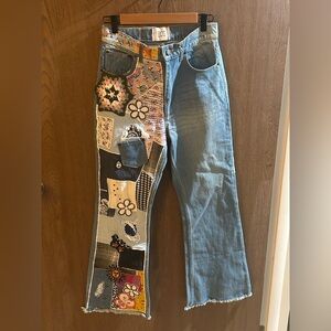 Urban Outfitters BDG Denim Flare Jeans Patchwork Boho Festival High Rise - Sz 27